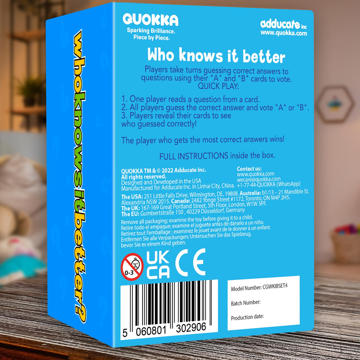 QUOKKA Who Knows It Better? gift-ready box perfect for birthdays.