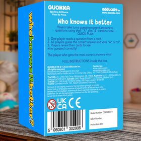 QUOKKA Who Knows It Better? gift-ready box perfect for birthdays.