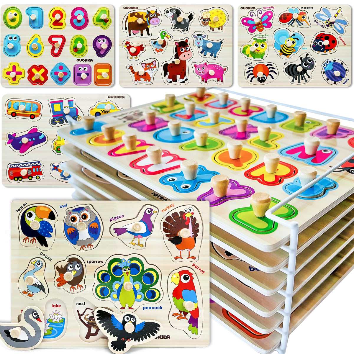 QUOKKA wooden puzzles for toddlers with animals boost early learning and fine motor skills.