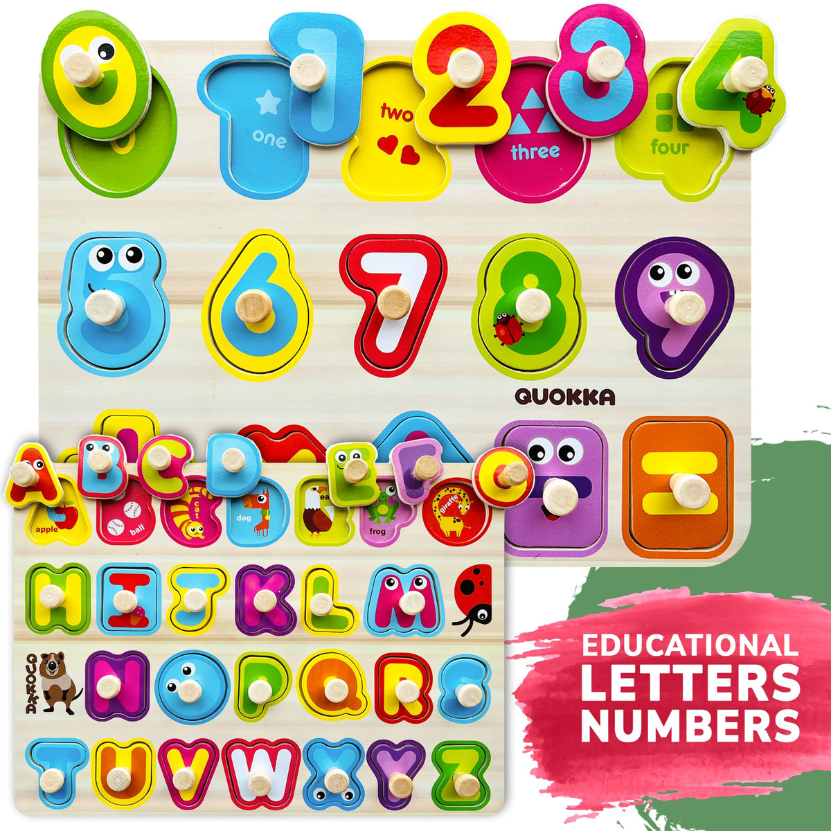 QUOKKA wooden puzzles for toddlers with fruits encourage curiosity and color recognition.