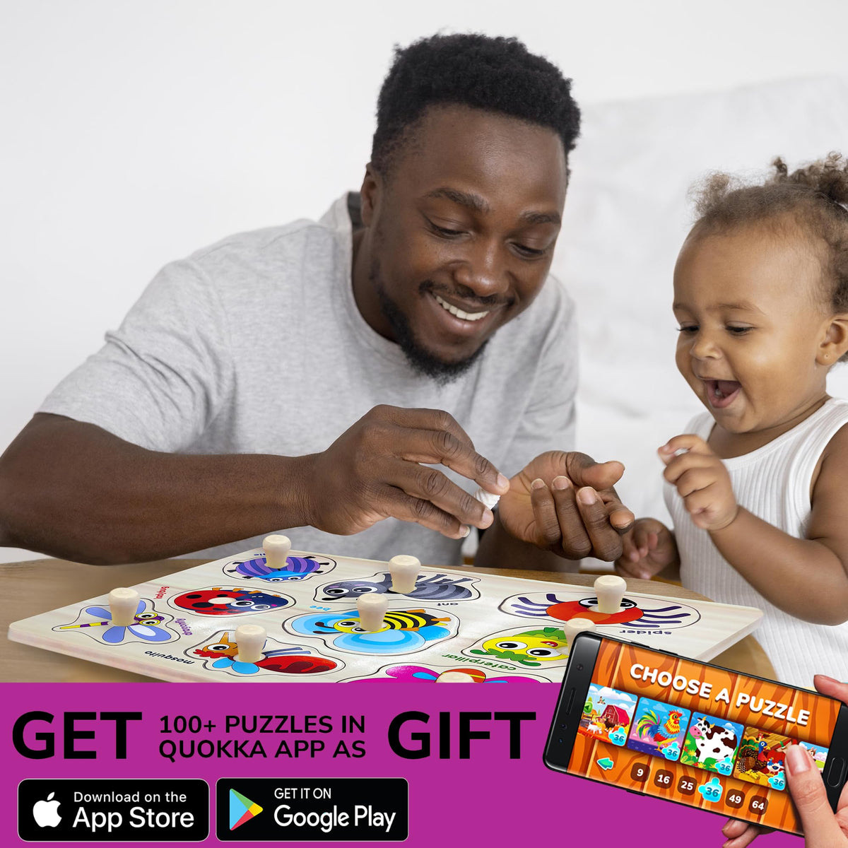 QUOKKA wooden puzzles help toddlers learn numbers and early math through tactile play.