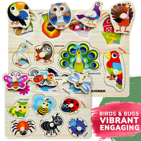 QUOKKA wooden puzzles for toddlers with shapes support spatial awareness and problem solving.