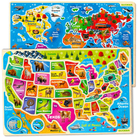 Quokka wooden USA map puzzle pieces for hands-on geography learning