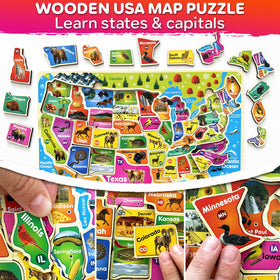 Quokka wooden world map puzzle pieces to explore continents and oceans through interactive play