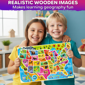 Quokka large world map with chunky pieces supports motor skills and global awareness