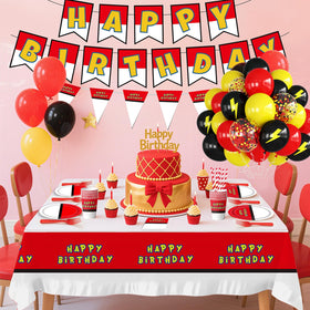 Qouui Cartoon Animation tablecloth adds bold red-white base for meals