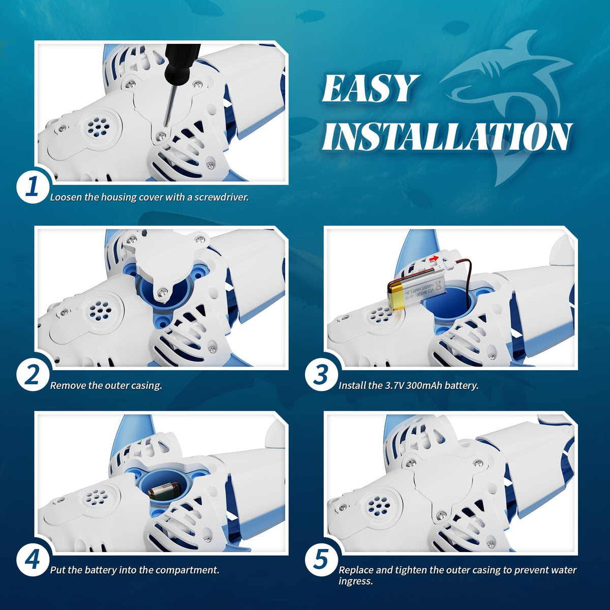 Qusases shark head LED lights up on contact for exciting light-up play