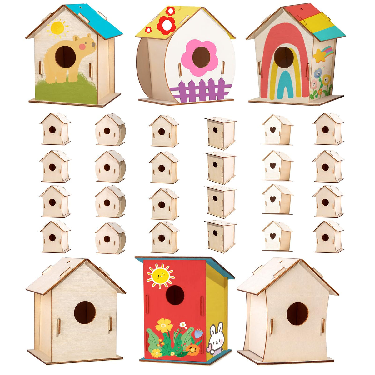 QUYSK 24-set birdhouse kit for classroom assembly and party crafts.
