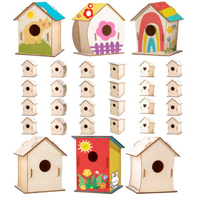 QUYSK 24-set birdhouse kit for classroom assembly and party crafts.