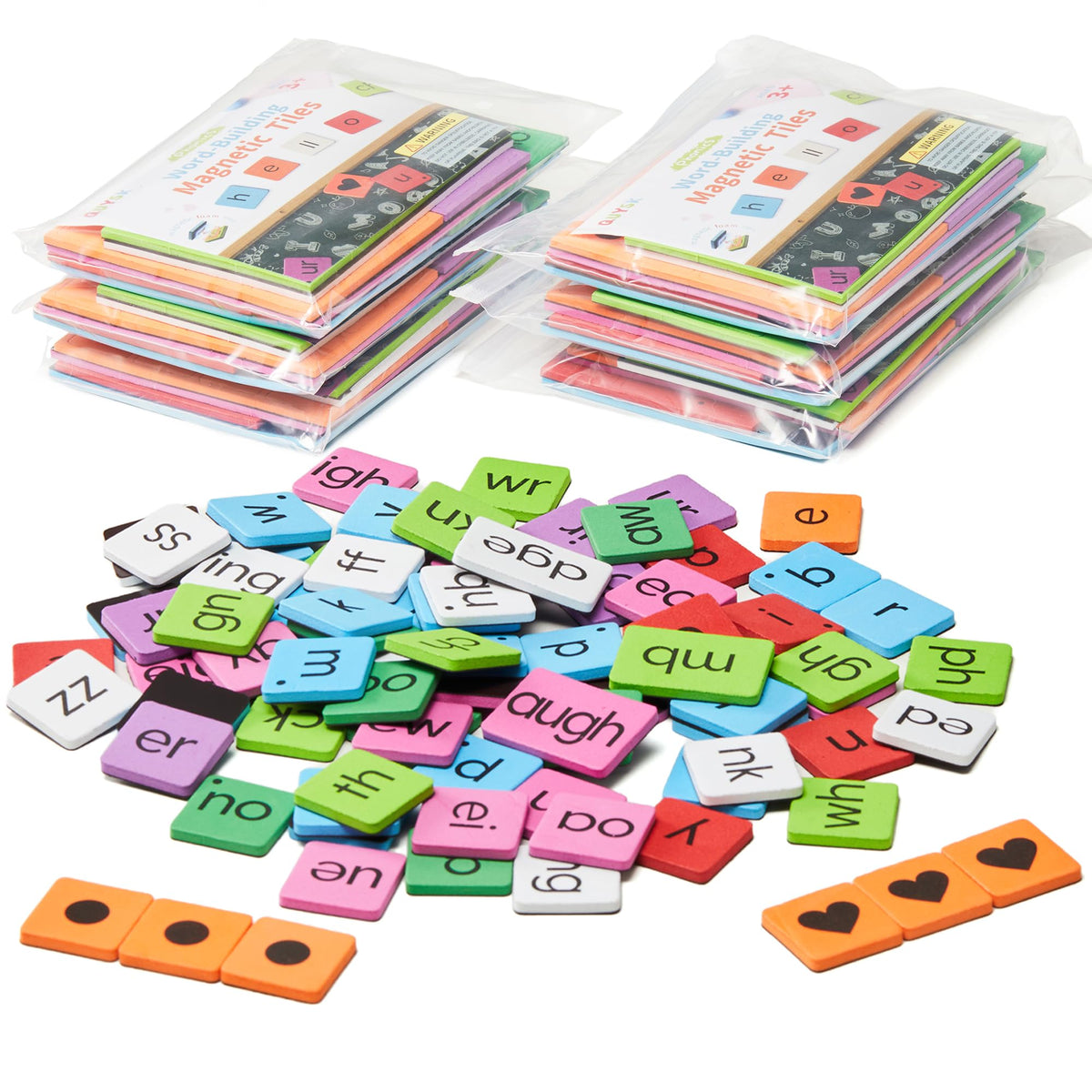 QUYSK 6-set magnetic letter tiles front view for classroom phonics practice.