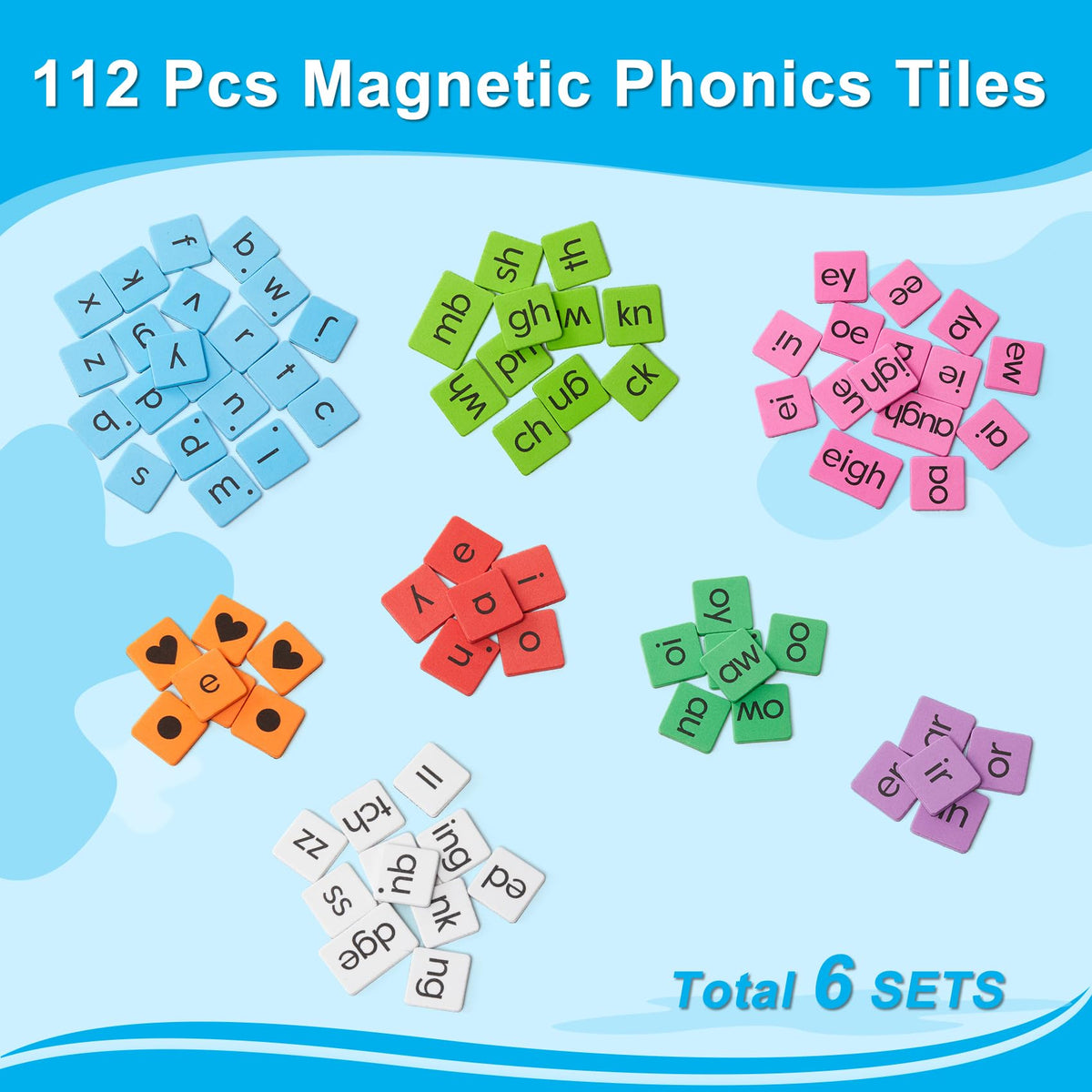 QUYSK magnetic letter tiles pack arranged for group activities.