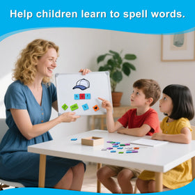 QUYSK classroom setup using letter tiles for phonics rotation.