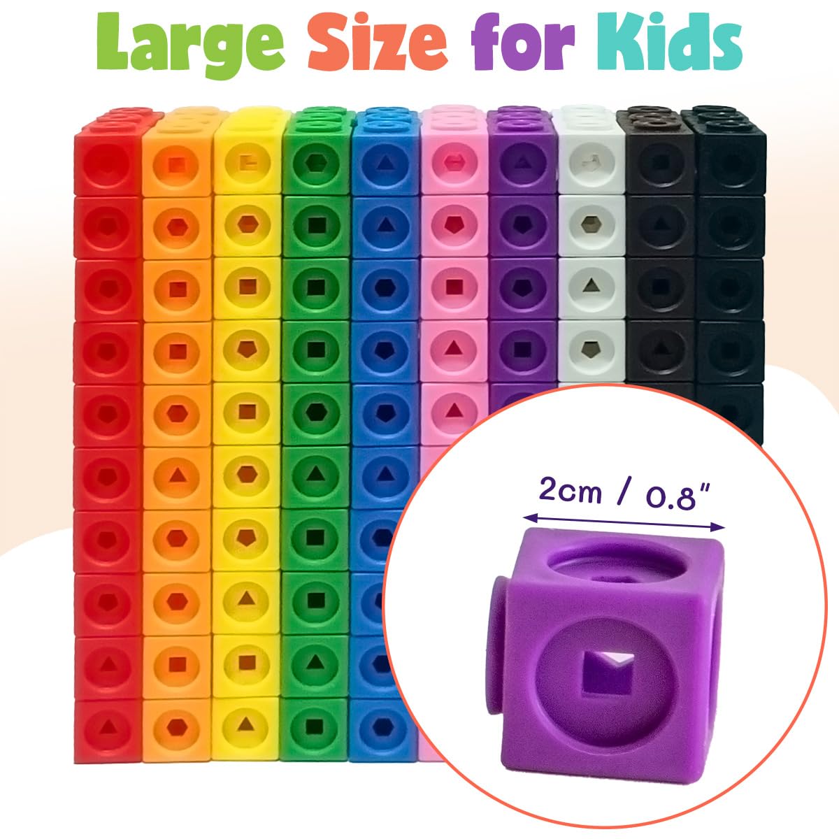 QUYSK colorful math cubes for counting develop color perception and counting skills