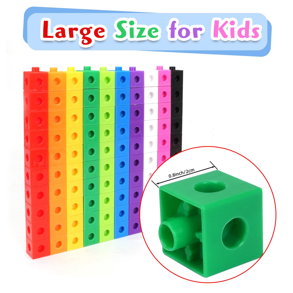 QUYSK colorful math cubes in 10 colors for patterning and counting activities