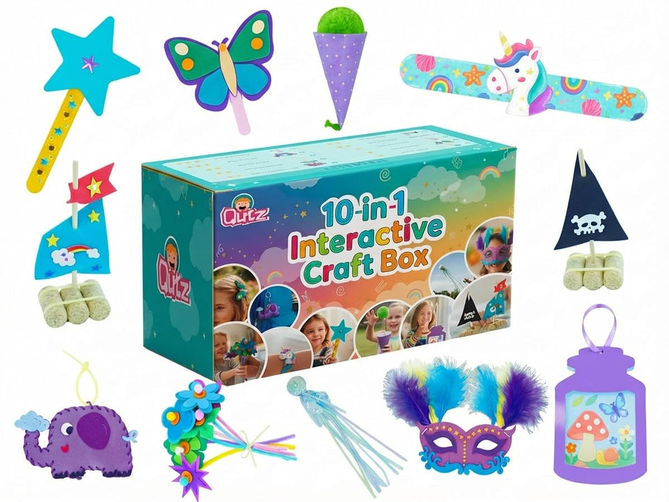 QuTZ 10-in-1 craft box unboxing reveals quick, mess-free setup for kids.