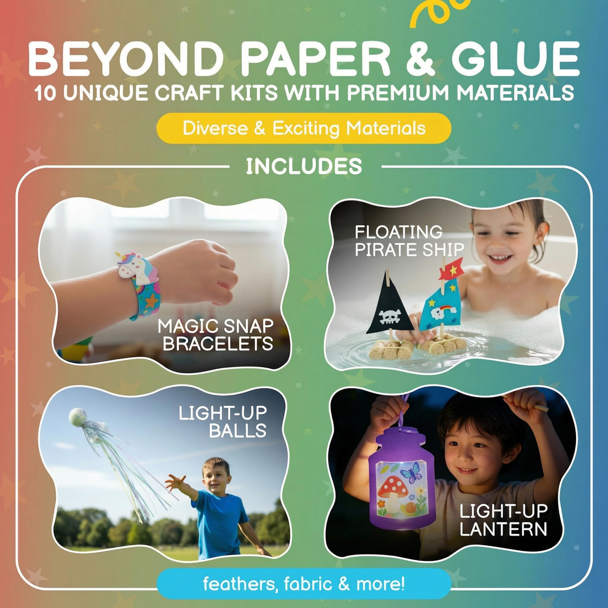 QuTZ squishy sensory toys enhance fine motor skills during crafts.