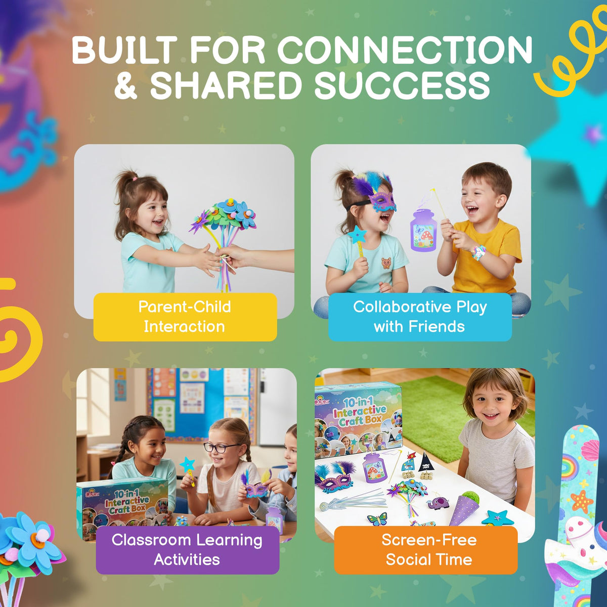 QuTZ wearable mask and flower bouquet delight kids during pretend play.