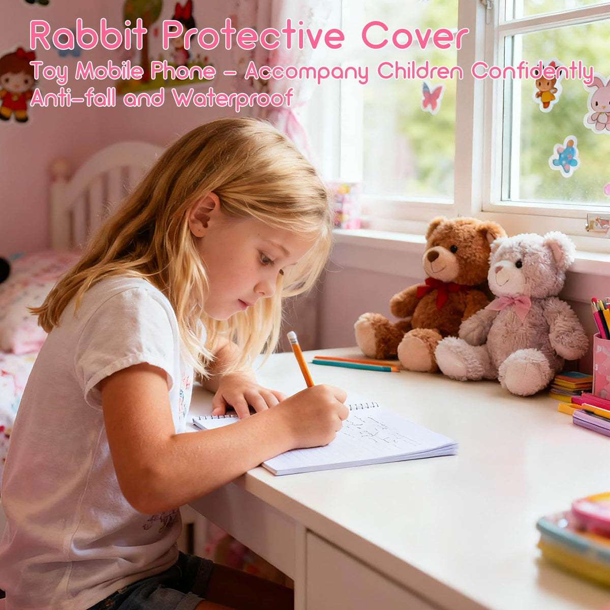 Qvireno kids smart phone pink kid using device on the go