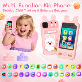Qvireno kids smart phone pink rear view with durable shell for bumps