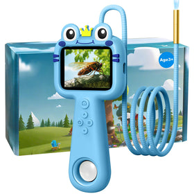 Qvireno toy borescope camera blue setup for safe outdoor exploration.