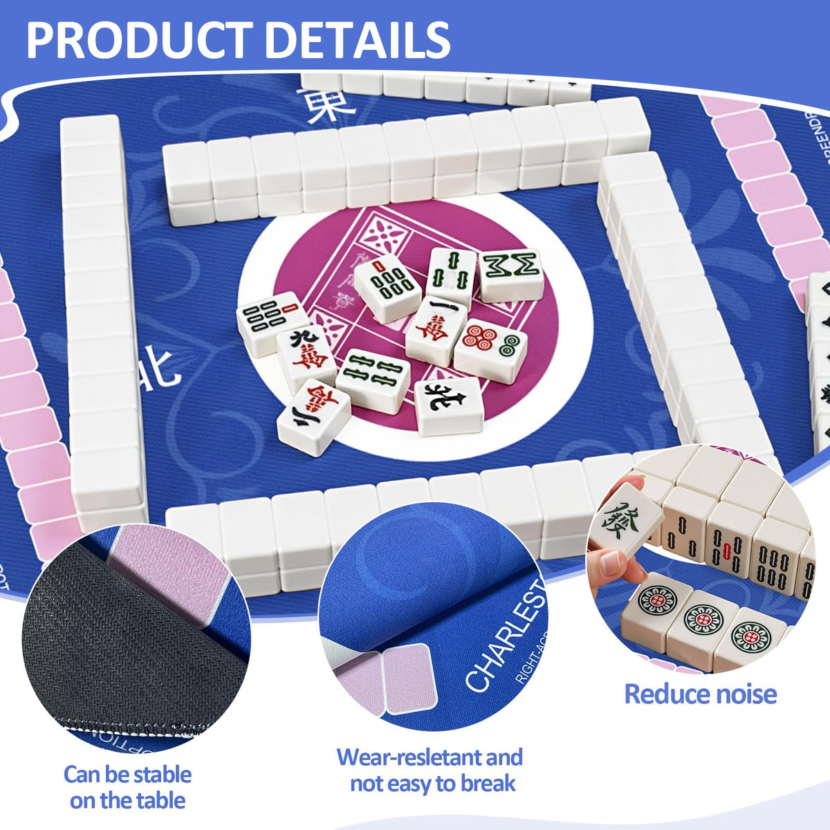 Qwiayeal Mahjong instruction card displays six rules for quick setup.