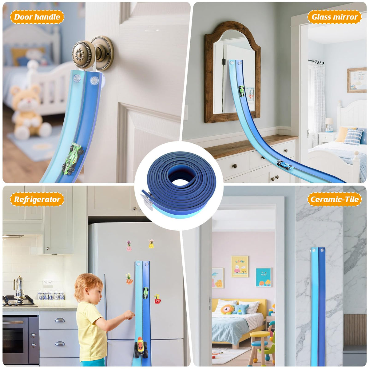 QWM durable flexible material track withstands active play.