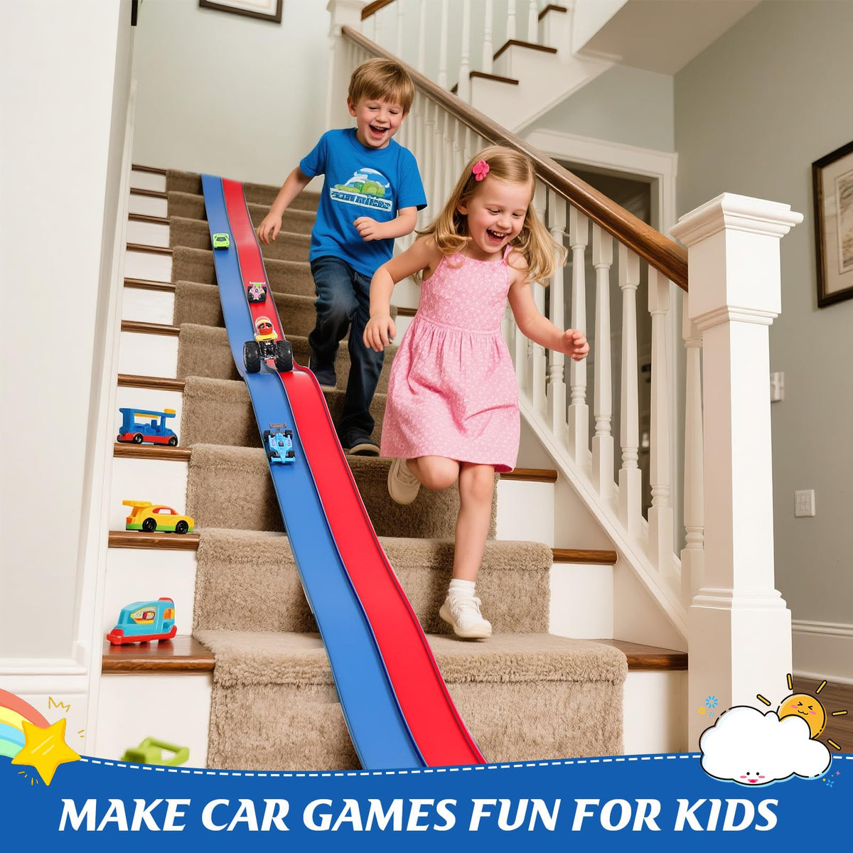 QWM race track rolls up easily for compact storage after play