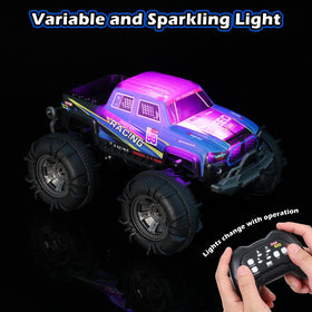 QXHOL Monster Truck 360-degree spin showcases dynamic stunts and extended playtime.