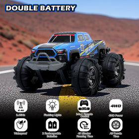QXHOL waterproof monster truck rc car top view showcases compact control-ready chassis.