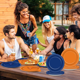 Qyeahkj table setup with orange blue dart war colors.