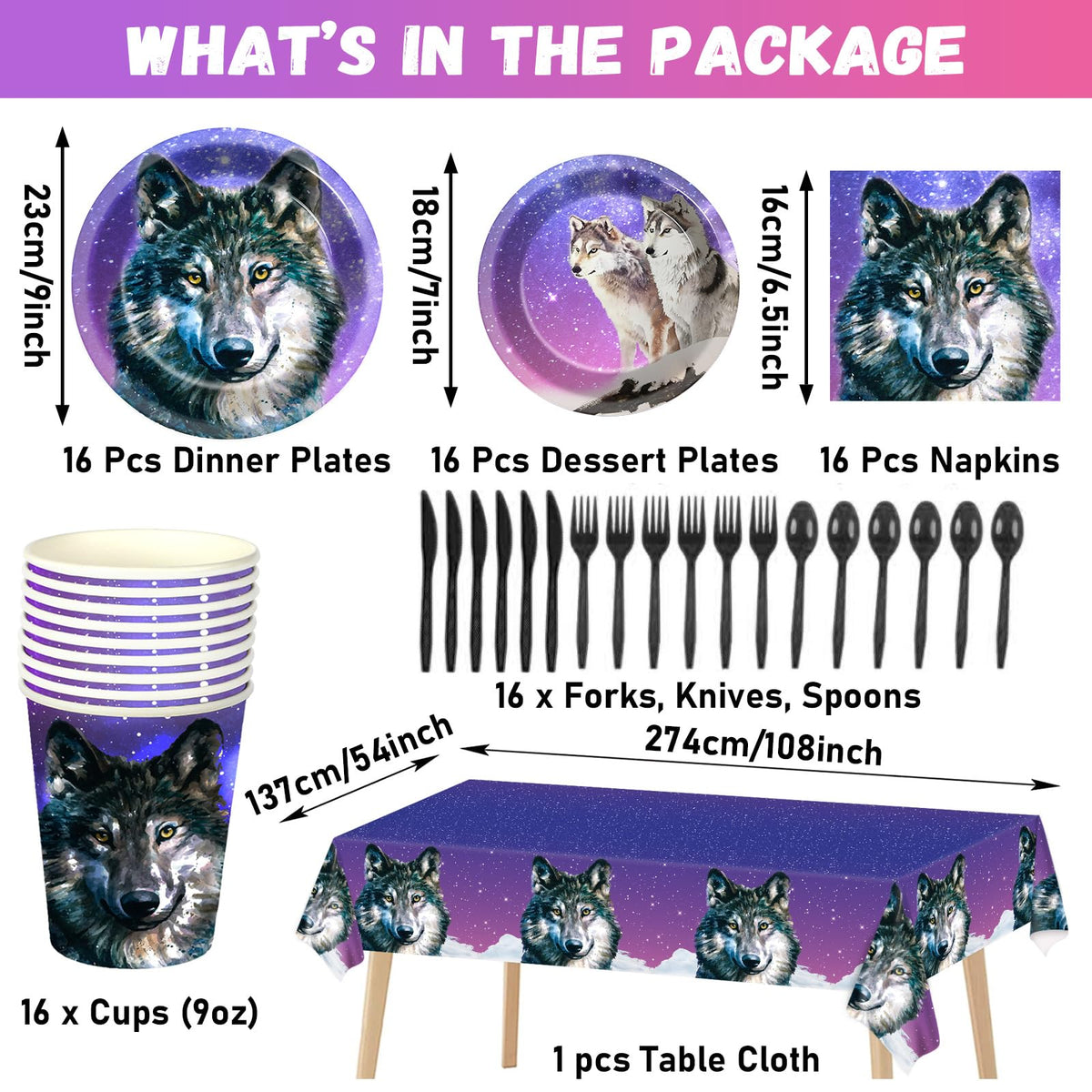 Qyeahkj Wolf napkins soft and odorless for quick cleanup.