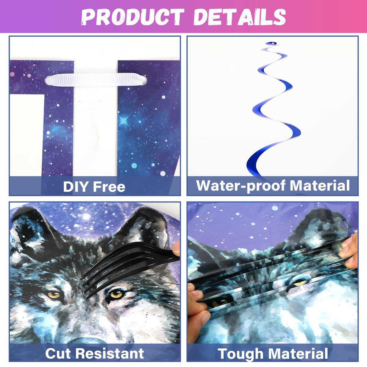 Qyeahkj Wolf tablecloth protects surfaces and simplifies cleanup.