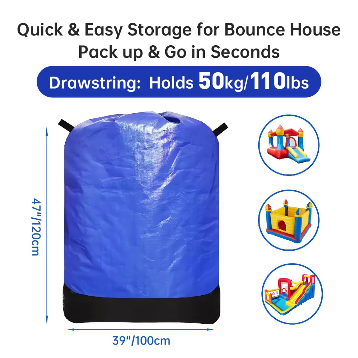 QYILUARE storage bag close-up shows drawstring closure for quick packing.