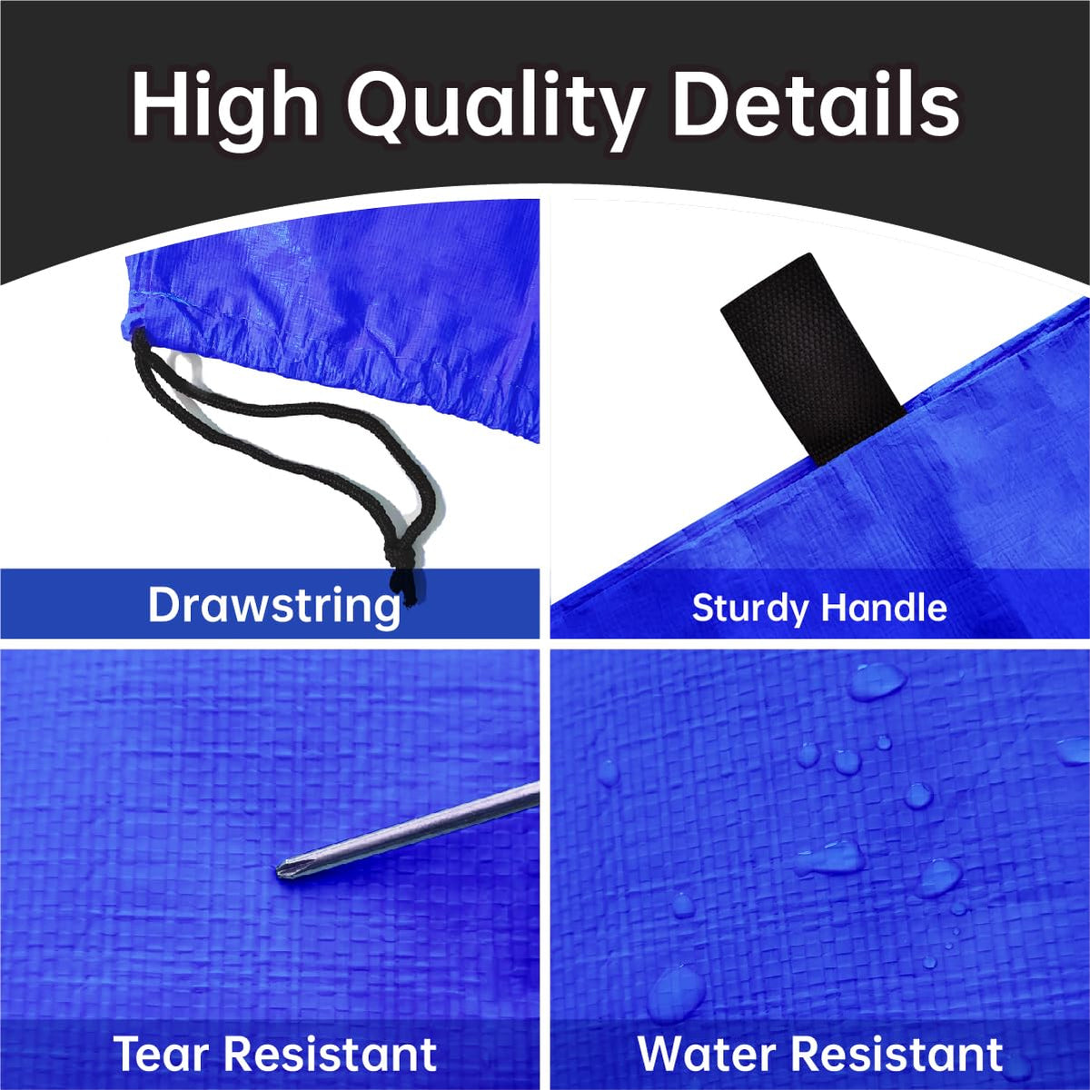 QYILUARE storage bag material texture demonstrates water-resistant high-density PE protection.