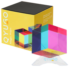 QYUGO Color Cube 50mm front view shows clear faces and color blending on display