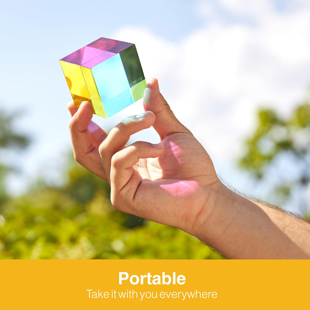 QYUGO Color Cube 50mm hand-held view for tactile color exploration