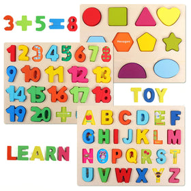 QZMTOY wooden letters puzzle supports early literacy and fine motor skills.