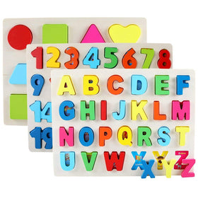QZMTOY wooden numbers puzzle aids counting and number recognition in a playful setting.