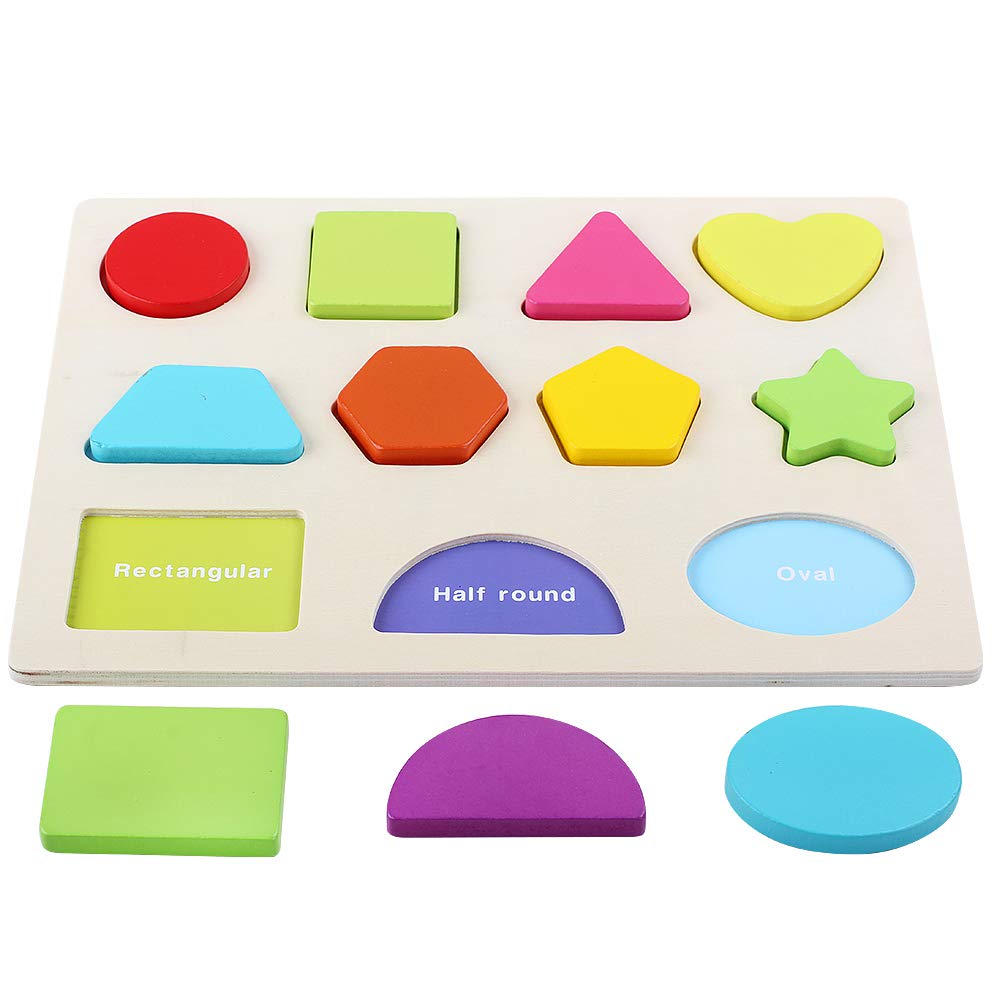 QZMTOY shapes puzzle challenges shape matching and hand‑eye coordination during play.