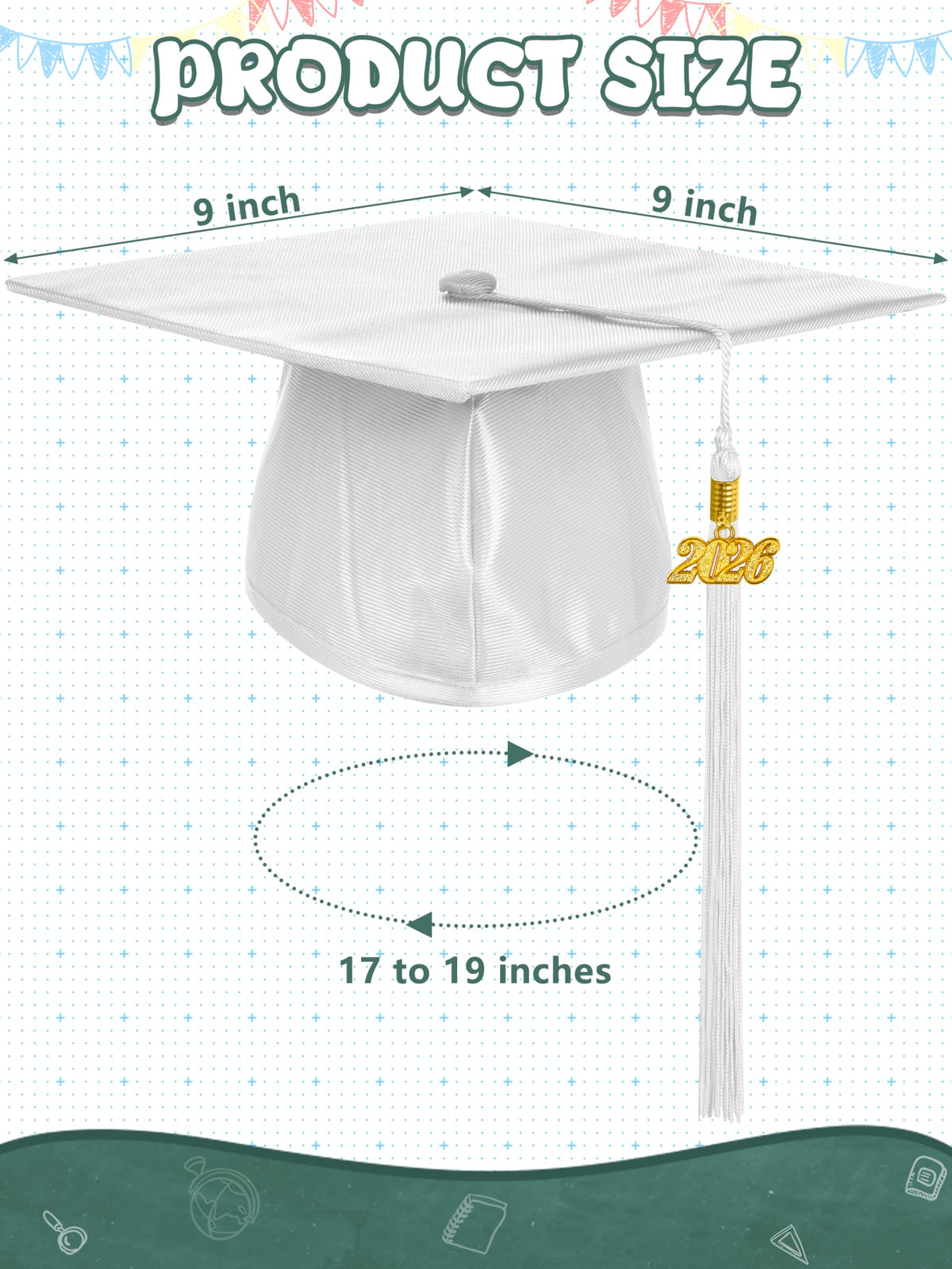 QZYL graduation cap with adjustable elastic band for a comfortable fit.