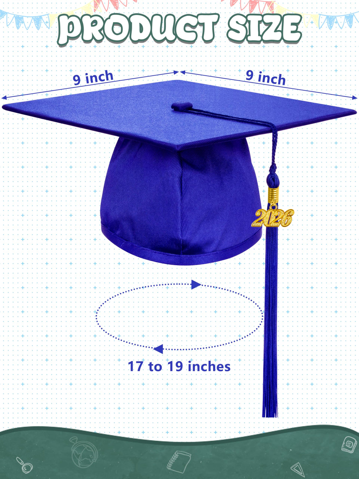 QZYL gown fit details showing 33-inch length and size range