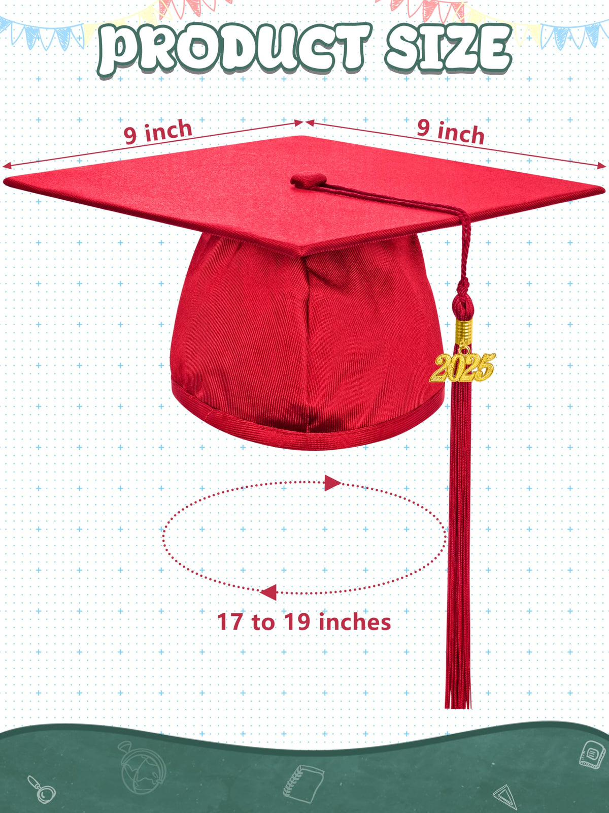 QZYL graduation cap with elastic band for secure, comfortable wear.