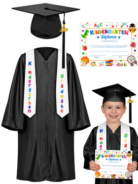 QZYL kindergarten graduation gown in black for a polished ceremony look.