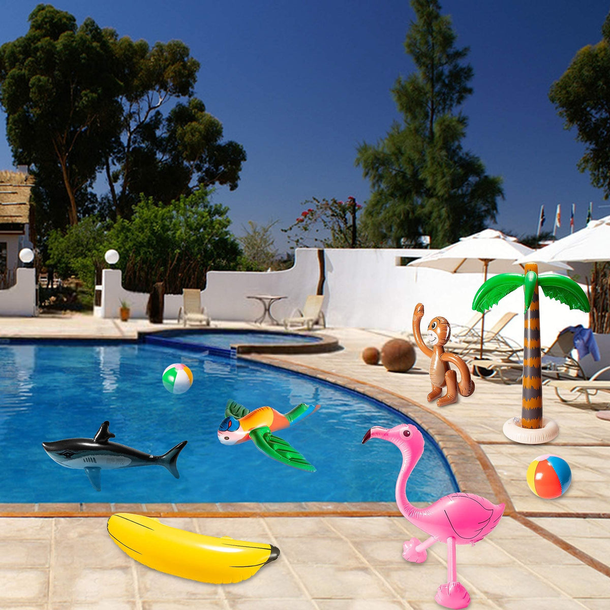 R HORSE 9-piece inflatable set enhances tropical party decor and photo ops