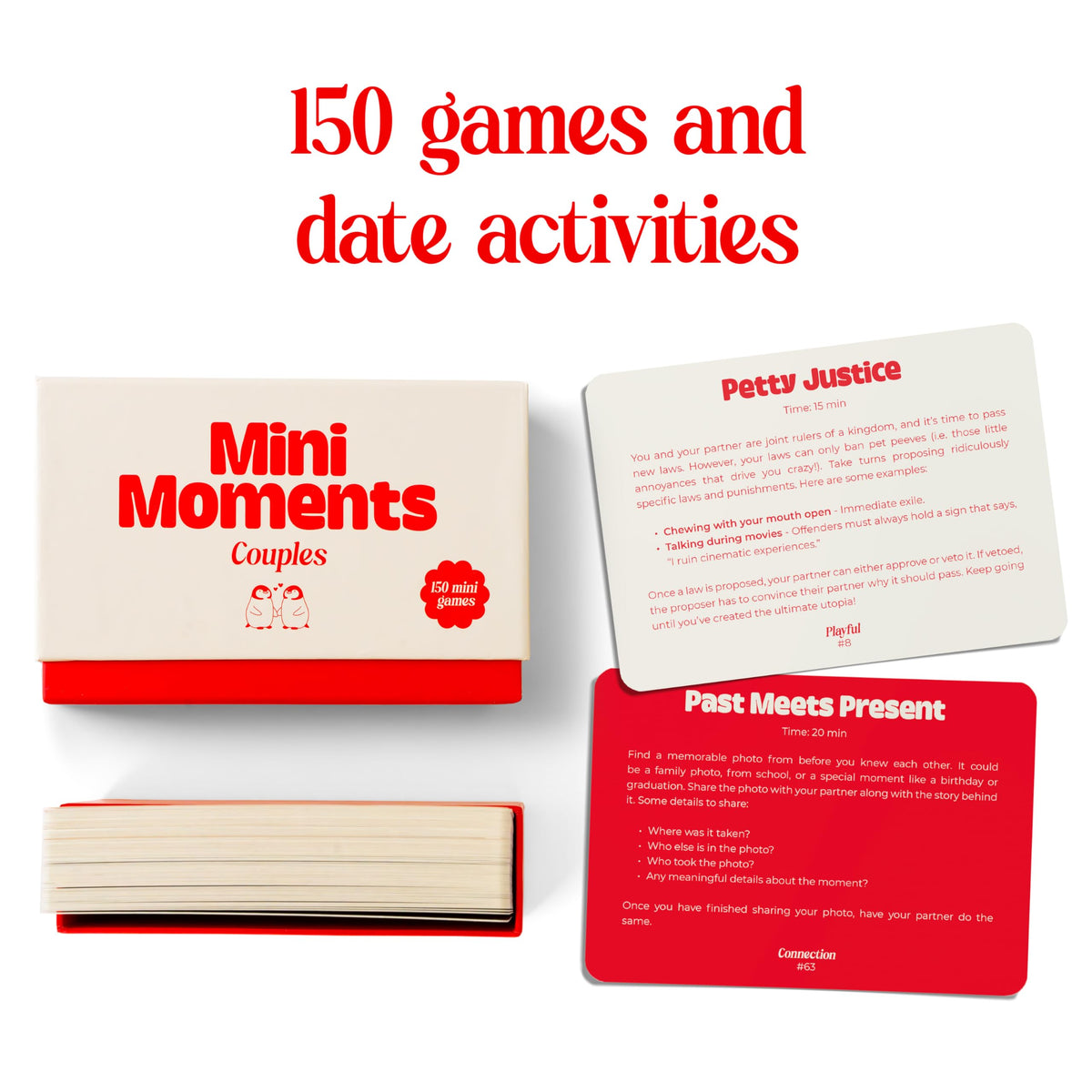 Rabble Mini Moments card deck display for quick 15-minute date ideas.