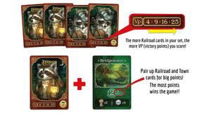 Raccoon Tycoon building tiles showcase diverse objectives for point-rich tableau.