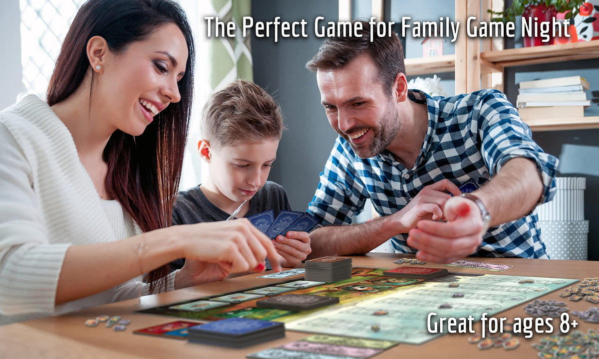 Raccoon Tycoon deluxe art adds atmosphere and enhances the tabletop experience.