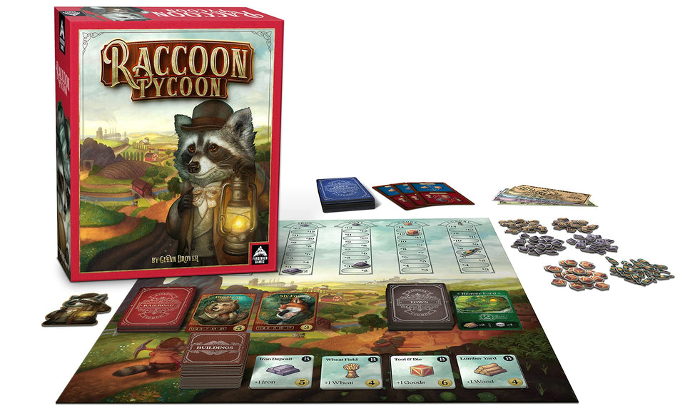 Raccoon Tycoon gameboard for immersive family play and strategic planning.