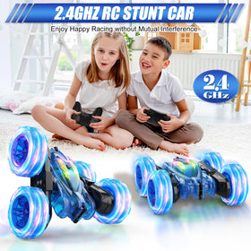 RacingFun blue RC car LED lights illuminate night runs.