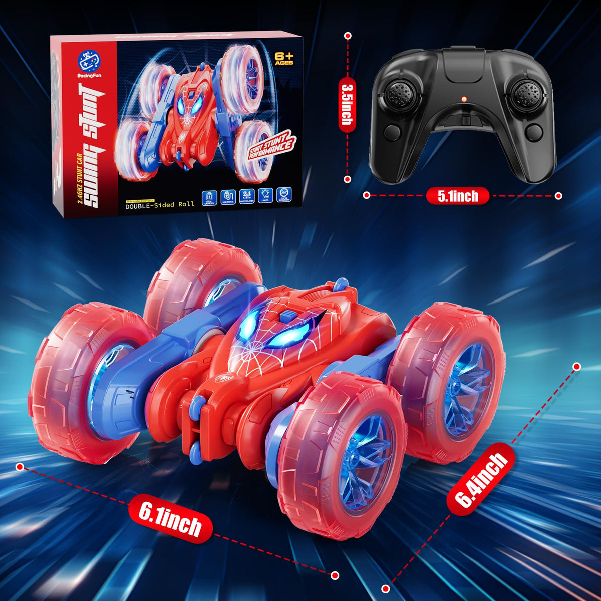 RacingFun Spider RC Car arrives gift-ready for easy gifting.